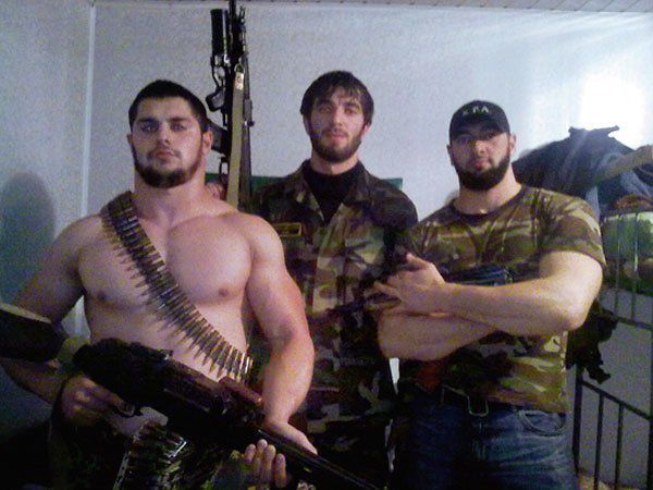 The Kadyrov's guards with Chechnya police. From the left sergeant Yunus Rasuhadzhyev kidnapped businessman in Moscow and tortured him - raped with a pool cue. Moscow police arrested Yunus Rasuhadzhiev, but soon released without charges.